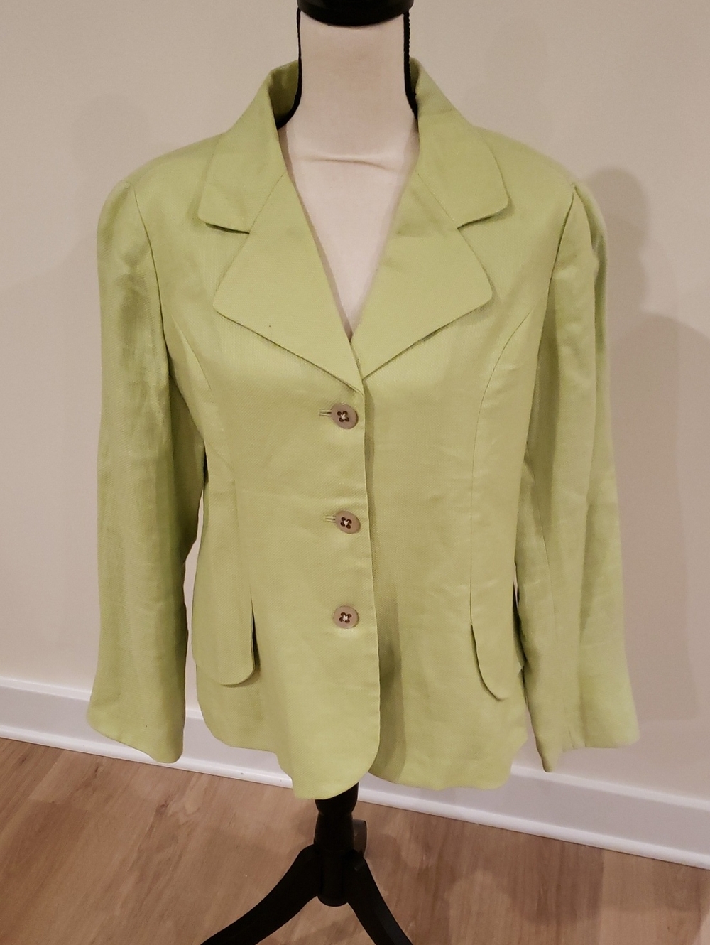 Coldwater Creek Linen Light Green Tailored Women's Blazer
